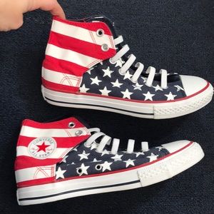 American flag converse high tops size 4 juniors